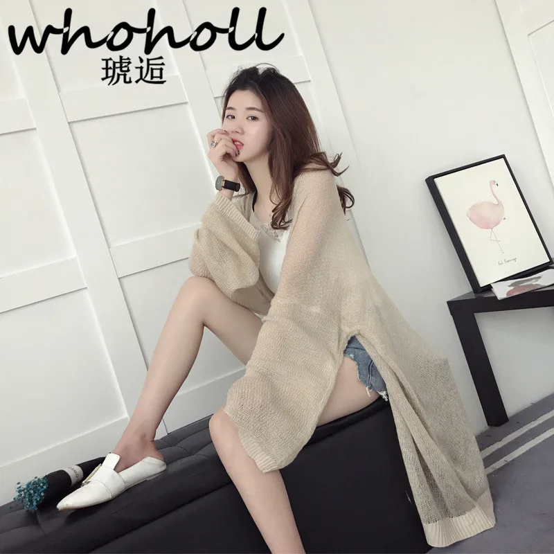 WHOHOLL Long Cardigan Female 2018 Spring Autumn Fashion Long Sleeve Tricot Cardigan Women Sweater Jacket Winter Tops Coat