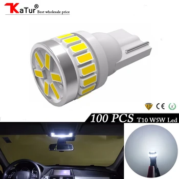 

Katur 100pcs T10 W5W LED Car Lighting 194 168 2825 Led Bulb For Car Dome Map Door Courtesy License Plate Lights White