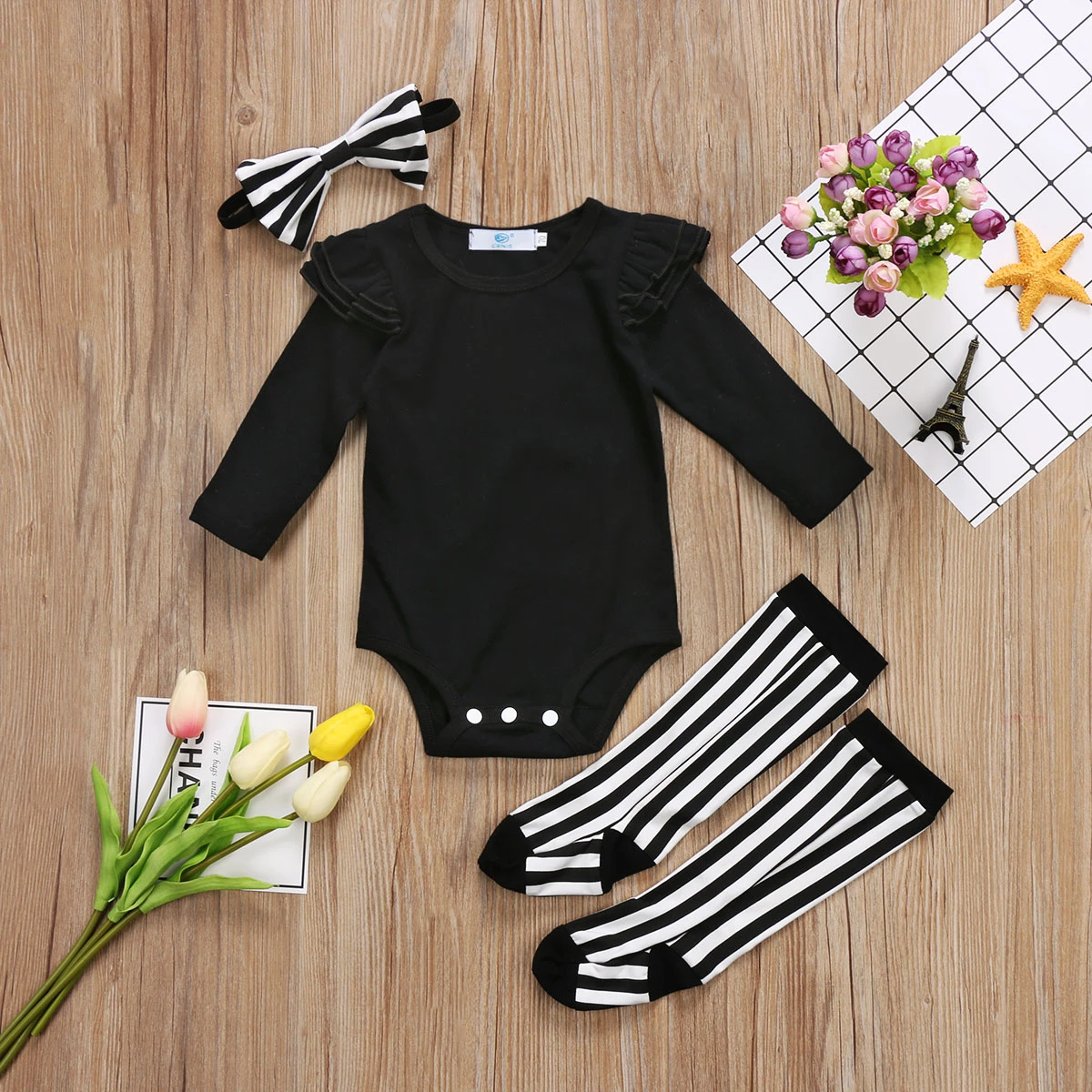 Headband Set My First Thanksgiving Outfit Newborn Baby Girls Rompers+Skirt+Socks