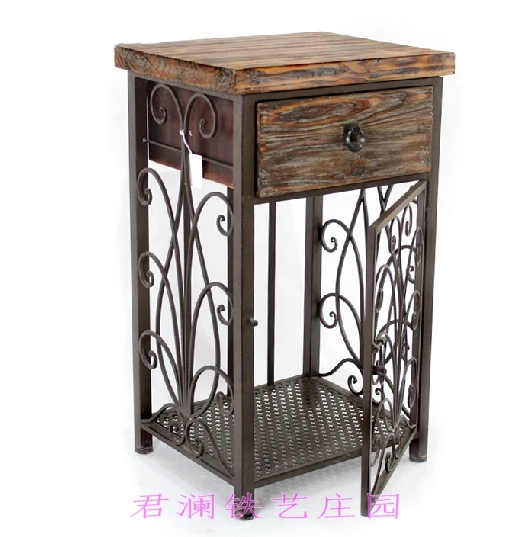American Retro Furniture Wrought Iron Wood Corner A Few Nightstands American Retro Furniture Wrought Iron Wood Corner A Few Nightstands With Drawers Lockers Sofa Table Phone In Garden Sets From On