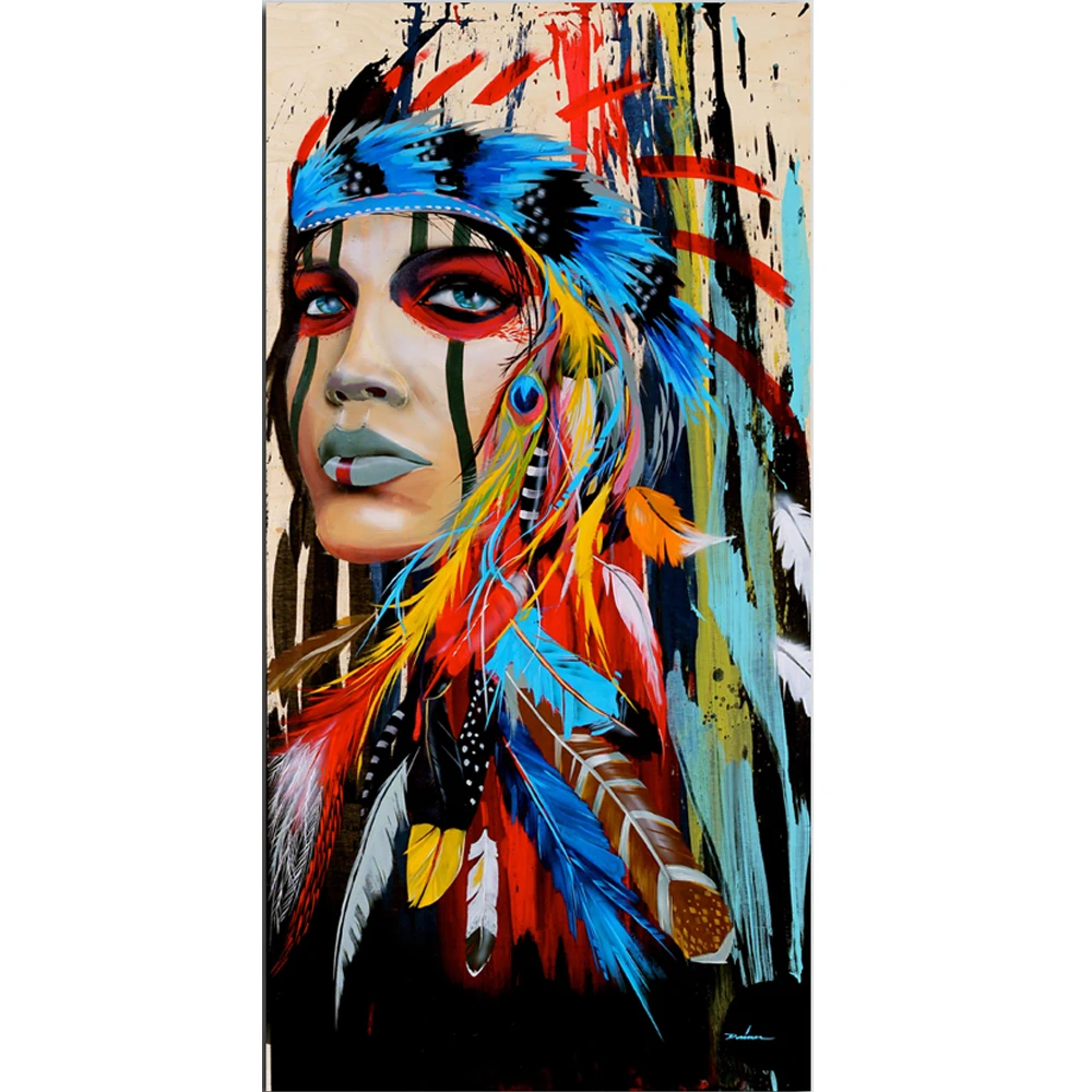 

DIY diamond painting American Indian Girl Feathered dimaond embroidery full drill 5D diamond painting mosaic full round drill