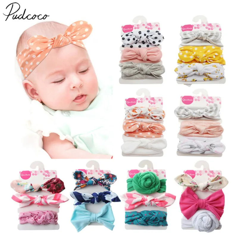 Baby Accessories 3PCS/Sets Kids Baby Headband Toddler Bow Flower Hair Band Headwear Photo Props Gifts Wholesale Hair Wrap