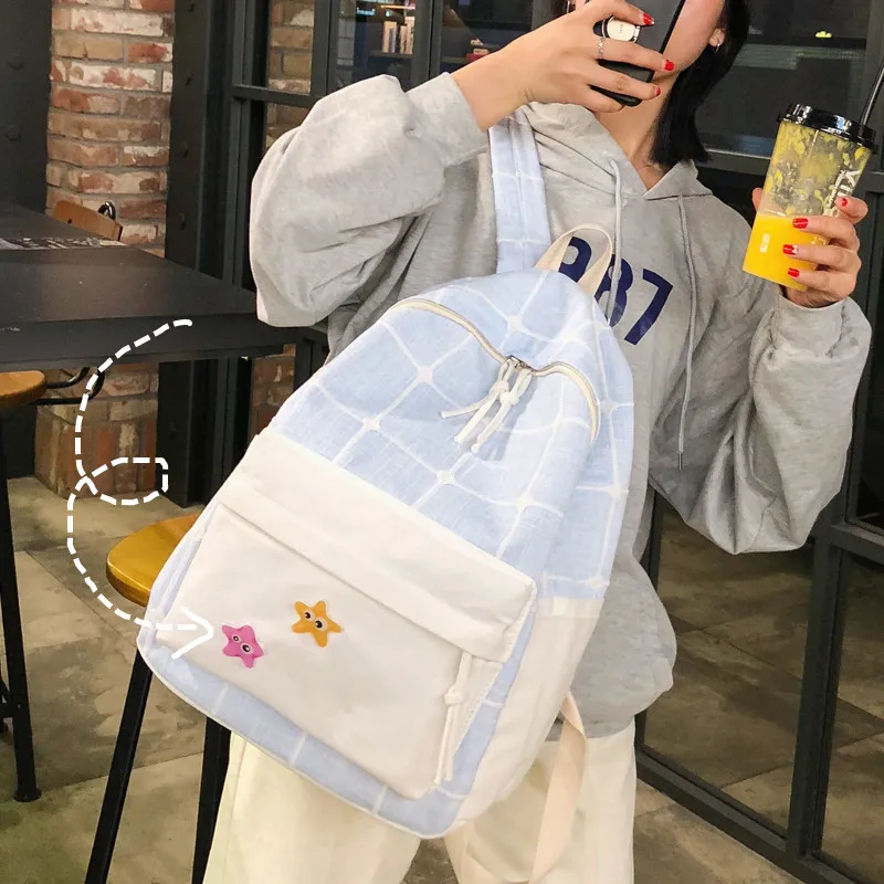 

JOYPESSIE Korean Leisure School Bag Simple Fashion Cotton Travel For Teen Girl Style Backpack Women Backpack Mochilas
