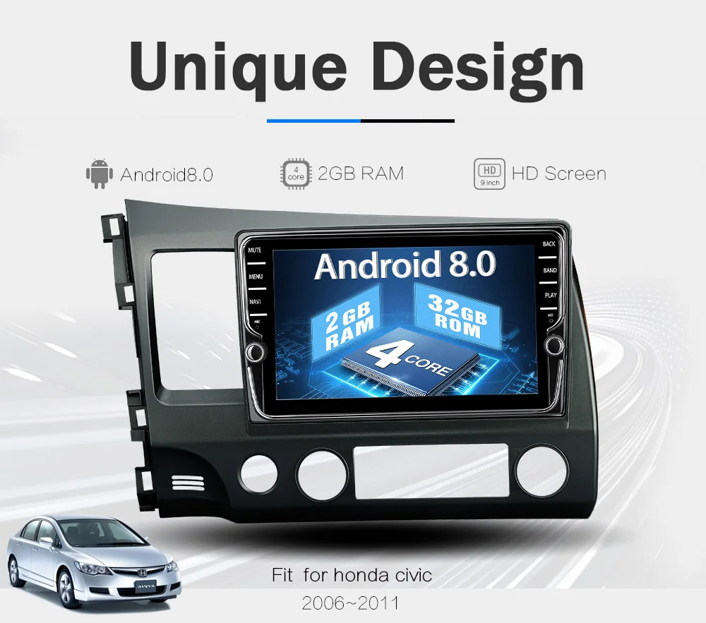 Cheap FUNROVER android 8.0 2 din car dvd for honda civic 2006-2011 navigation gps car radio video stereo multimedia player 2G RAM 32G 3