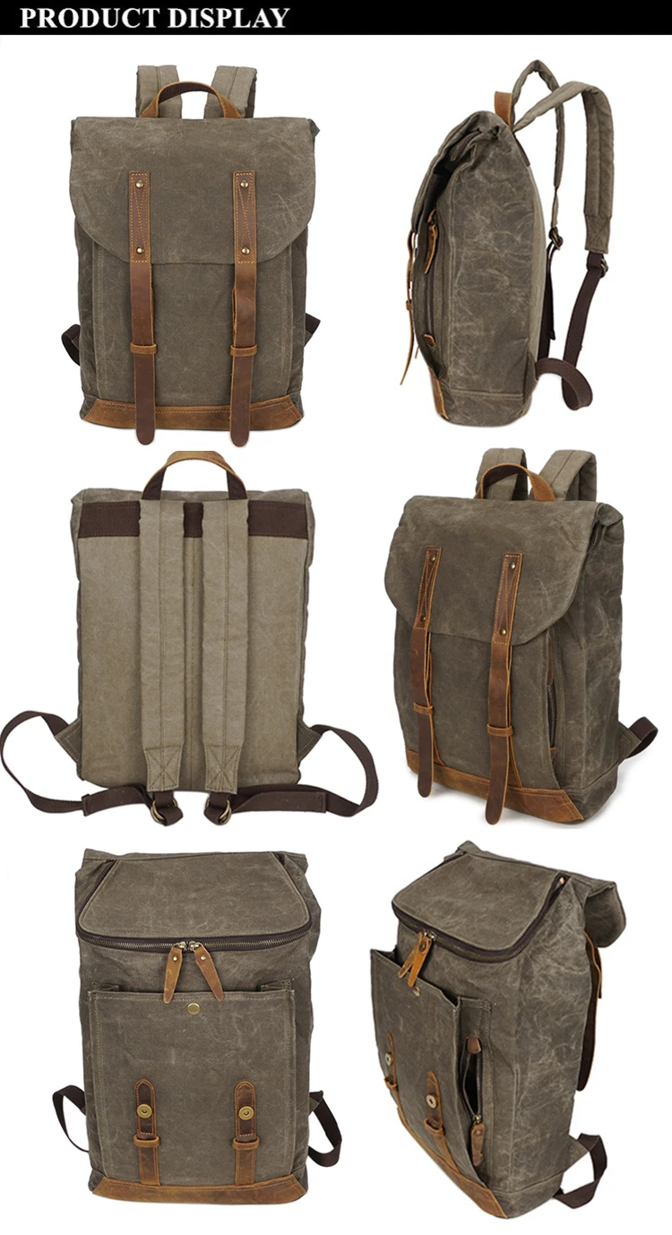 Burminsa мужской рюкзак из вощеной кожи, винтажный 17 дюймовый рюкзак для ноутбука, водонепроницаемый мужской рюкзак для путешествий, школьные сумки для подростков