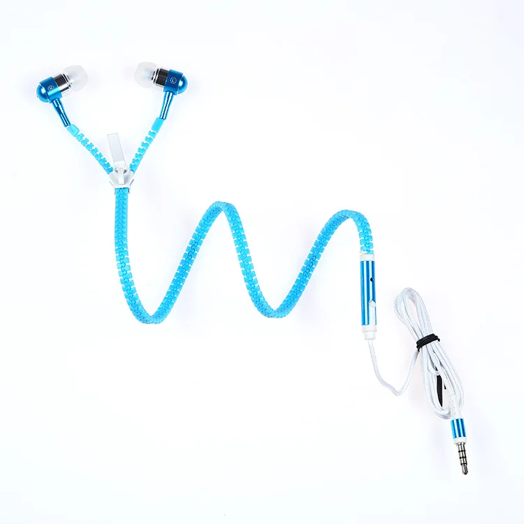 

Fashion zipper earphones nocturnal Luminous Creative headset with mic in ear LED STYLE EARPHONE