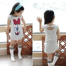 Для детей 3 4 5 6 7 8 лет одежда для маленьких девочек весна-лето симпатичное вечернее платье в мультипликационном стиле(Минни) верхняя детская одежда с бантиком сзади