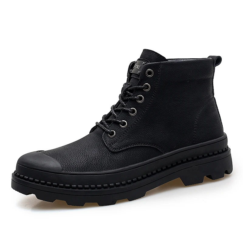 

PINSEN Warm Men's Shoes Winter Leather Ankle Boots Men shoes Autumn Waterproof Boots Leisure Martin Autumn Boots Mens Shoes