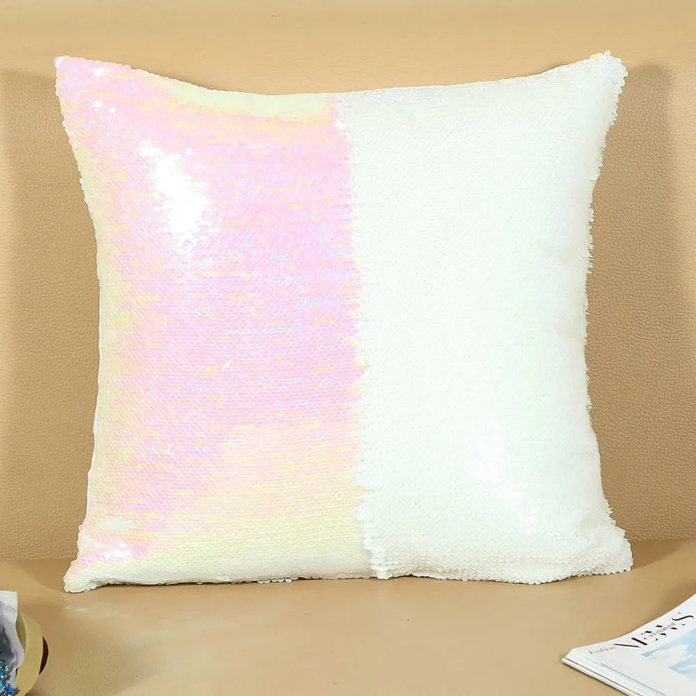 Смелов 40x40 см Однотонные Подушка Русалка чехол Реверсивный DIY подушка со стразами
