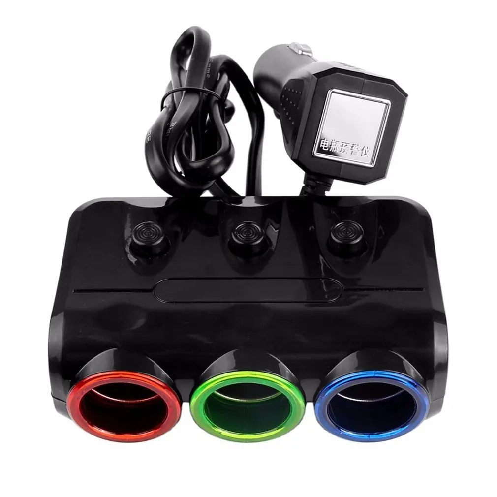 

12-24V Professional 3 Sockets Ways Car Cigarette Lighter Digital LCD Display Voltmeter Display Adapter Phone Charger Adapter