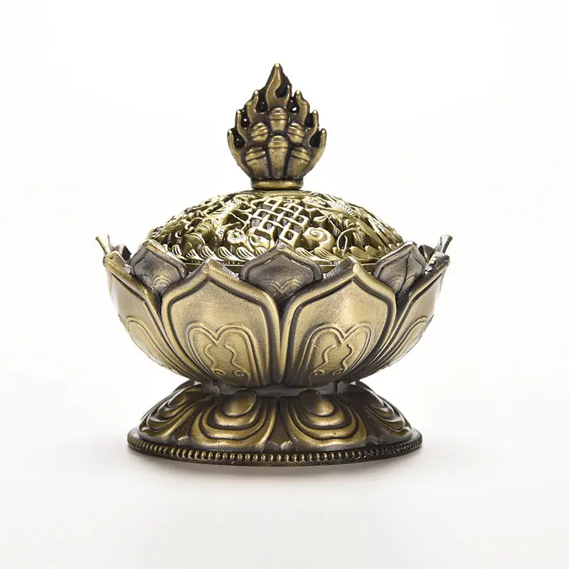 

Mini Incense Burner Metal Craft Home Decor 3 Colors Tibetan Lotus Incense Burner Alloy
