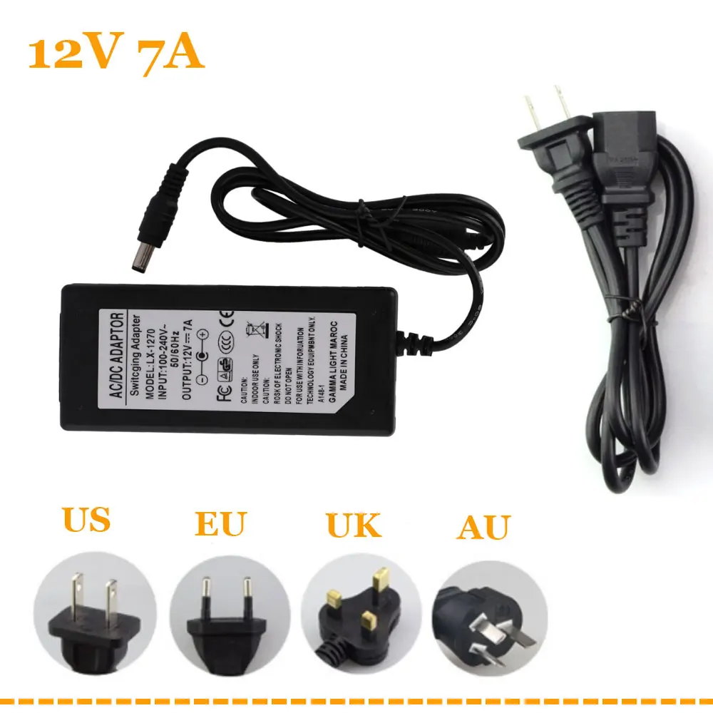 12V 200mA 300mA 500mA 1A 3A 5A 7A 8A источник питания для светодиодной ленты EU US адаптер для AC110-220V в DC 12V опций вилка трансформатора