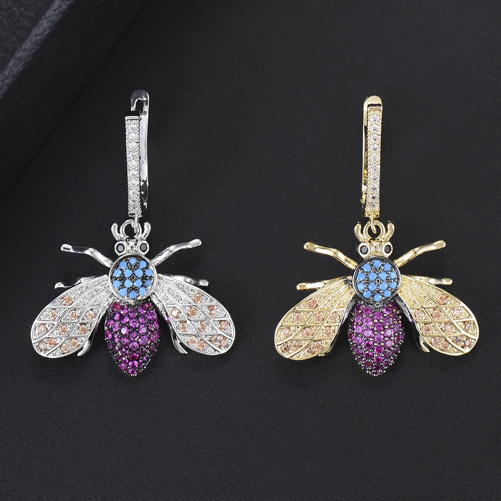 

missvikki Cute Bee Pendant Sterling Silver Earrings For Women Girl Sweet Romantic Brand Jewelry Birthday Festival Accessories
