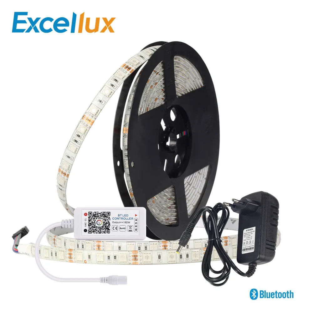 

DC 12V LED strip RGB / RGBW / RGBWW SET LED strip waterproof IP20 / IP65 5M/roll Bluetooth RGB controller 3A Adapter hue light