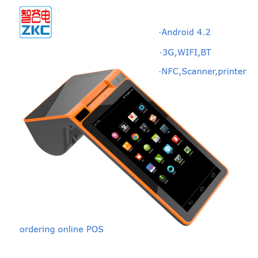 Android Mini Tablet Pos dengan 7 Inci Layar Sentuh Thermal Printer,  Scanner, NFC untuk Restaruant