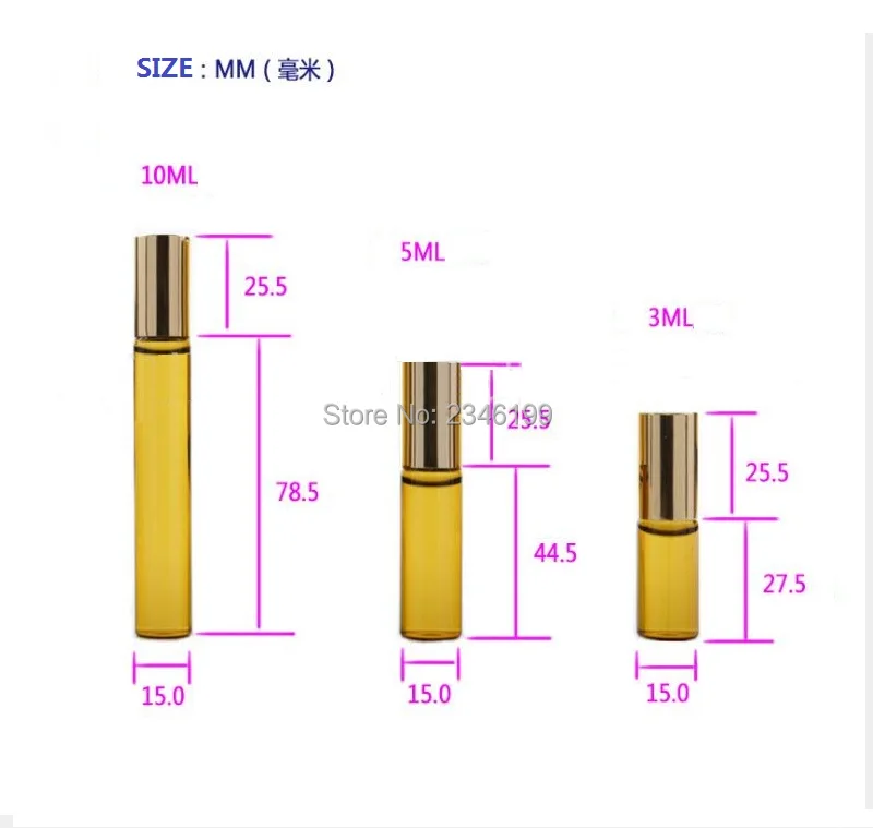 50 шт./лот, 3 мл 5 мл 10 мл серебро Кепки Стекло рулон на бутылки Сталь мяч аромат эфирного масла упаковки ампул Amber коричневый ролика Бутылка