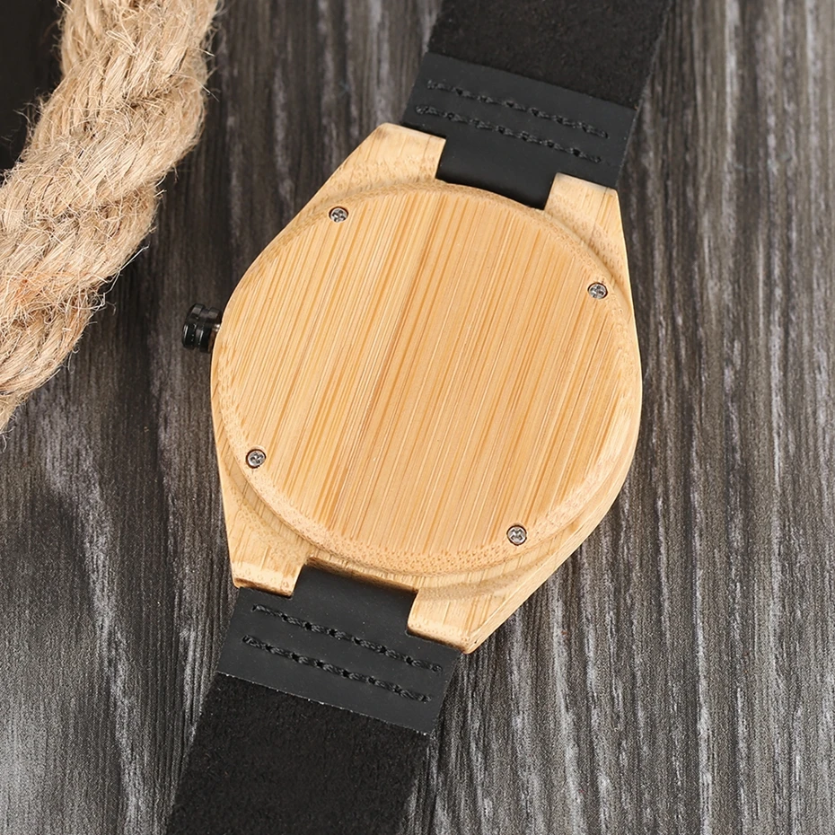 Men's Bamboo Wood Watch Casual Black Flower Spheres Design Dial Wooden Quartz Wristwatch Genuine Leather Sports Clock Gifts 2018 Women Dress Watches (12)