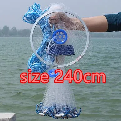 Размер 2,4-4,2 м, литая сеть, американский стиль, рыболовная сеть с кольцом, для спорта на открытом воздухе, легкая, мелкая сетка, рыболовная сеть - Цвет: size 240cm