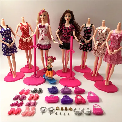 Новая мода кукла Барби набор большой подарок звезда Фигурки Модели милые DIY игрушки для девочек куклы дети принцесса комплект платье сумки - Цвет: Fashion doll 4