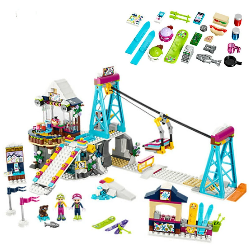 

01042 Friends Snow Resort Ski Lift Gift Club Vacation Skiing Figure Building Blocks Bricks Toys for Girls Compatible with Legoe
