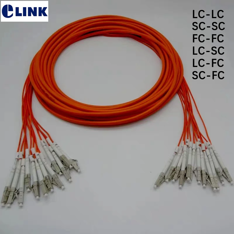 12 core 15M Patchcord LC-LC SC-SC LC-SC FC-FC LC-FC SC-FC MM 50/125um ftth Breakout 2.0mm LC SC FC optical fiber jumper ELINK