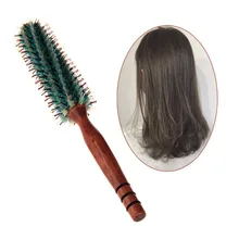 Портативный натуральная щетина антистатические вьющиеся деревянной ручкой уход за волосами Стайлинг гребень радиальная щетка парикмахерский инструмент для салонов домашнего использования