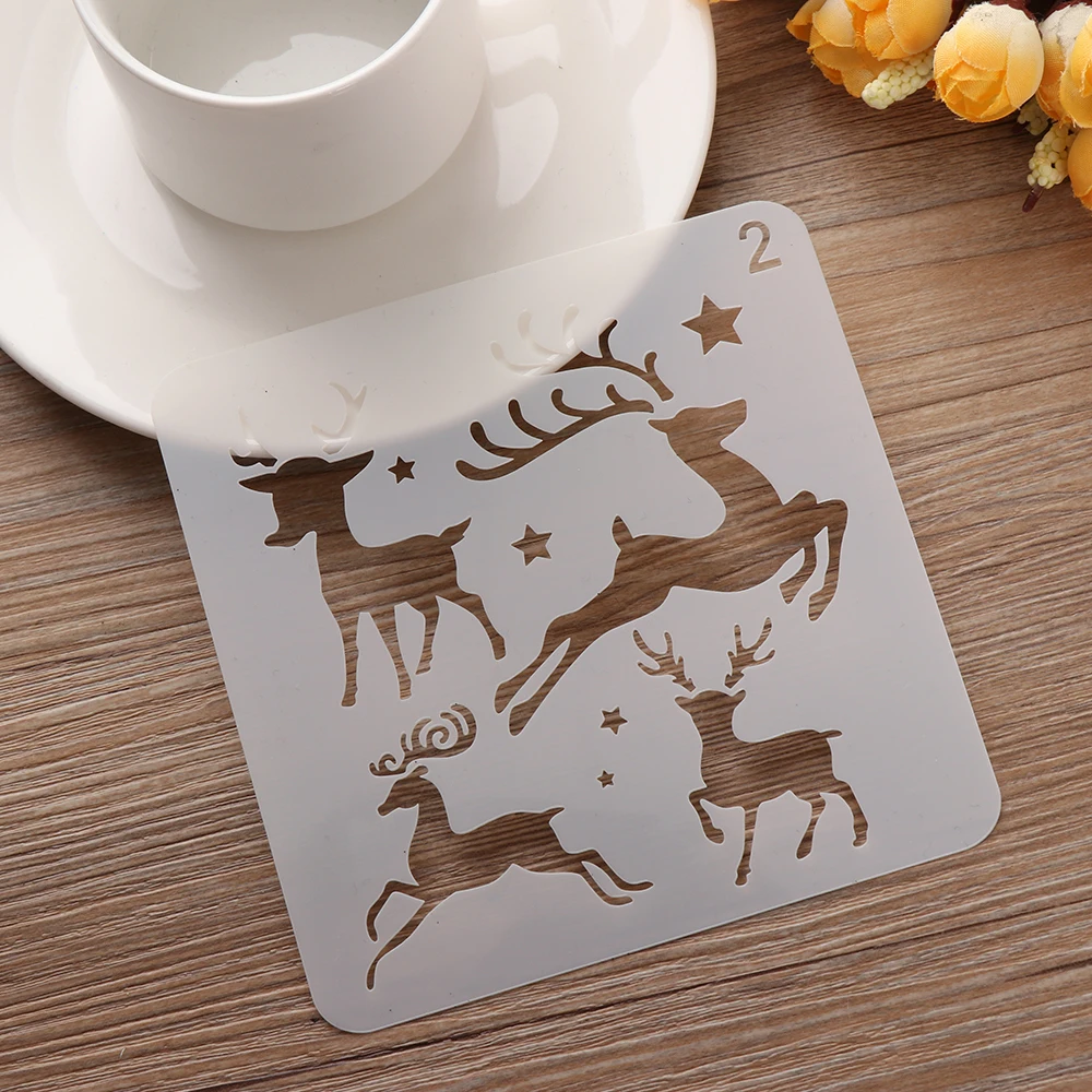 

2pc/lot Christmas Deer Pattern Hollow Layering Stencils For Wall Painting Scrapbooking Stamp Album Decorative Embossing Template