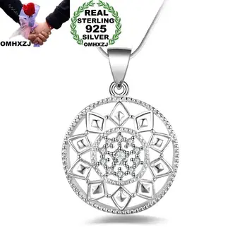 

OMHXZJ Wholesale Personality Fashion OL Woman Girl Party Wedding Gift Silver Hollow Round 925 Sterling Silver Necklace NC15