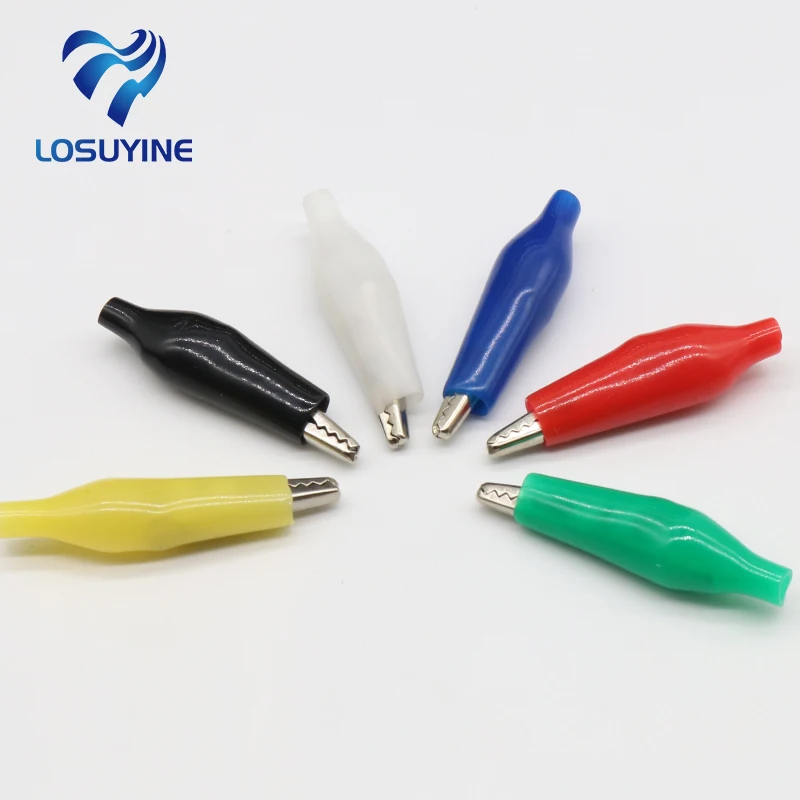 

12Pcs Insulation Metal Alligator Clip Electric Test 28MM Lead colorful Red Black Blue Green White Yellow small crocodile clip