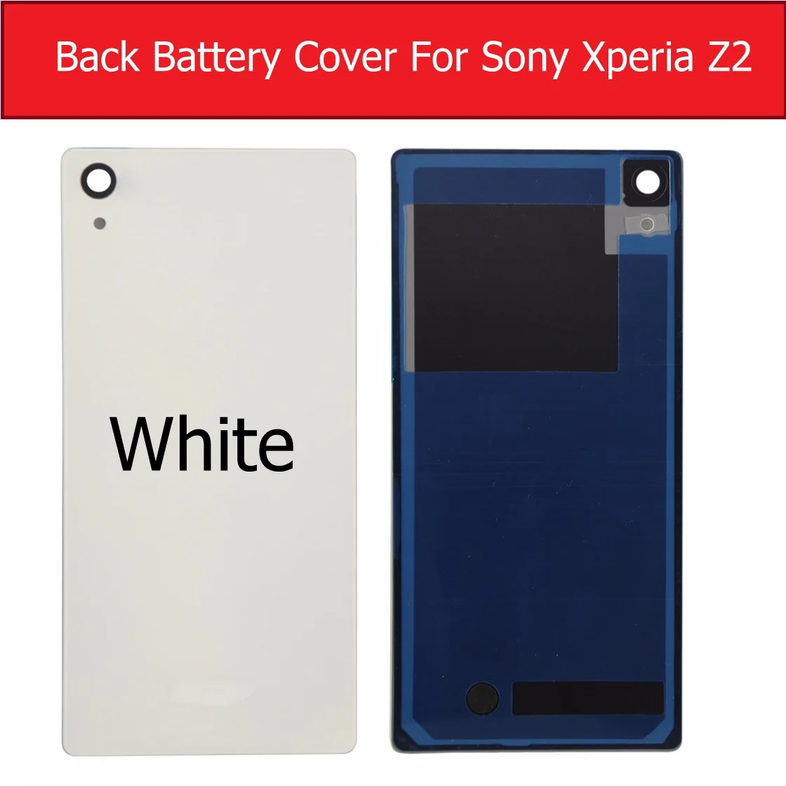 Задняя крышка аккумулятора Корпус Стекло чехол для Sony Xperia Z2 L50W L50 D6503 D6502 задняя Стекло чехол+ черно-белый и фиолетовый+ 1X пленка - Цвет: White