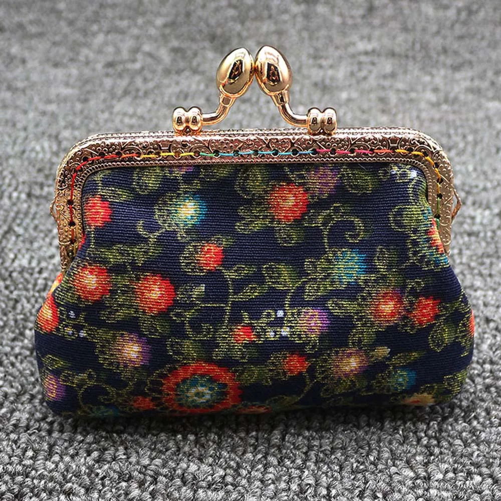 Retro Coin Purse Women Small Wallet Kids Ladies Vintage Flower Design Hasp Purse Clutch Bag ...