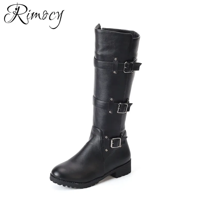 

RIMOCY 2018 Winter Women Large Size Snow Boots Square Heels Platform Waterproof Non-slip Boots Ladies Warm Inside Female Boots