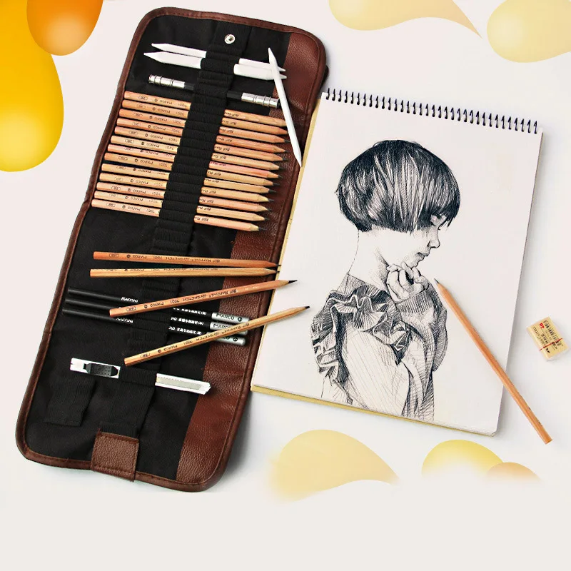 

Sketch Pencil Set Sketching Drawing Kit Wood Pencil Marker Book Pencil Bags For Painter School Students Art Supplies