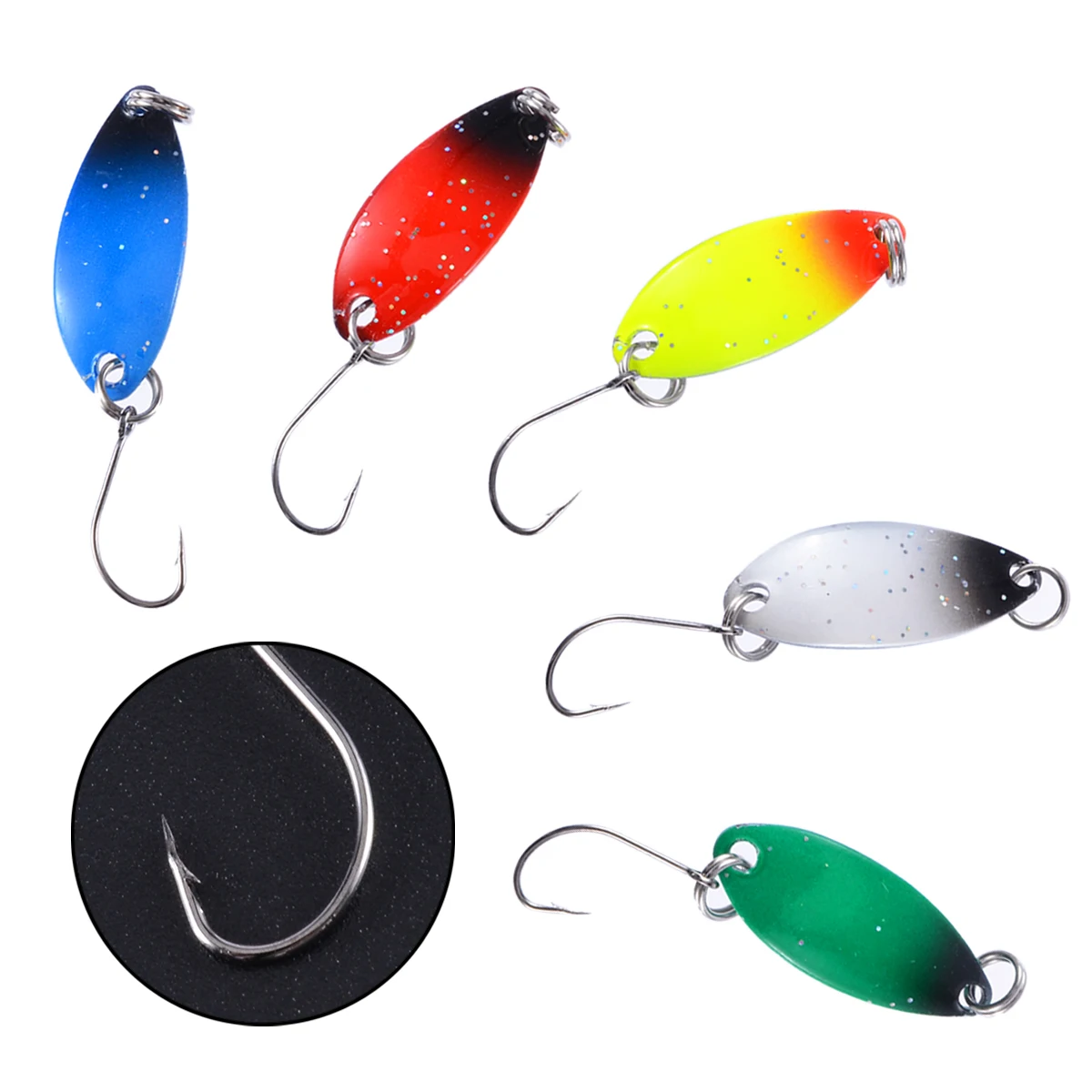 5Pcs Sequin Spoon Fishing Lures 3.3cm/3g Wobbler Baits  Mini Trout Blinker Hard Baits Crankbait Artificial Baits Fishing Tackle