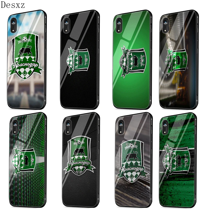 

Desxz Glass Mobile Phone Case For iPhone 5 5s SE 6 6s 7 8 Plus XR X XS Max Cover Football Club Krasnodar Byki Logo Bag Shell