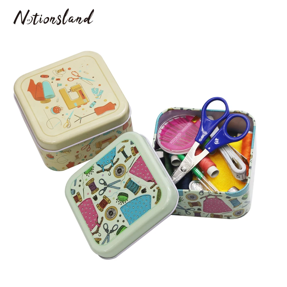 

Mini Sewing Kits Metal Box Travelling Quilting Stitching Embroidery Sewing Needle Craft Sewing Tools