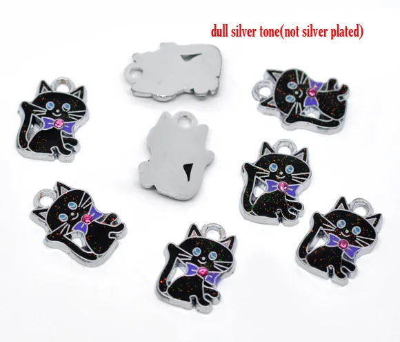 Подвески DoreenBeads из металлического сплава подвески в виде кота серебристые