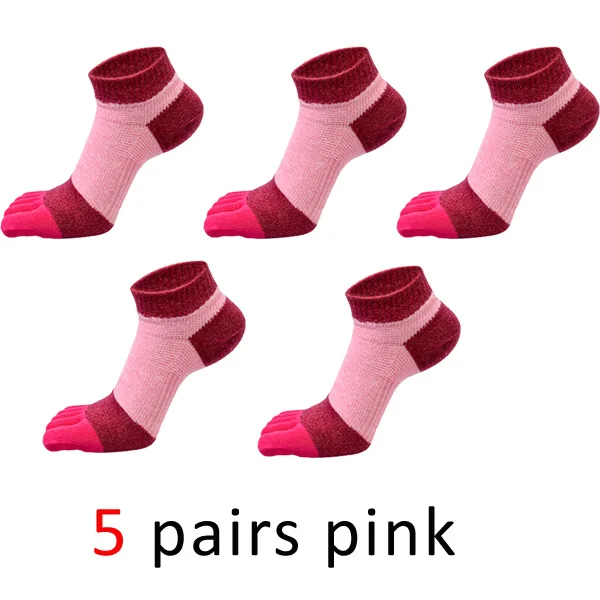 WHLYZ YW женской модной обуви для 5 пальцев Носки 5 пар/лот хлопок летняя разноцветная обувь в стиле Харадзюку; Носки с пальцами бренд для милых девочек Носки - Цвет: Розовый
