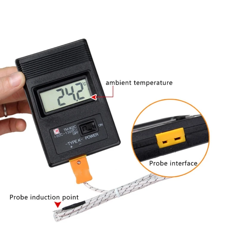 

TM-902C Temperature Meter K Type LCD Digital Thermometer Thermocouple Probe 1300 #Aug.26