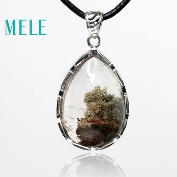 

MELE natural green ghost phantom garden crystal pendants for women and man,30X21mm water drop with Clear and bright