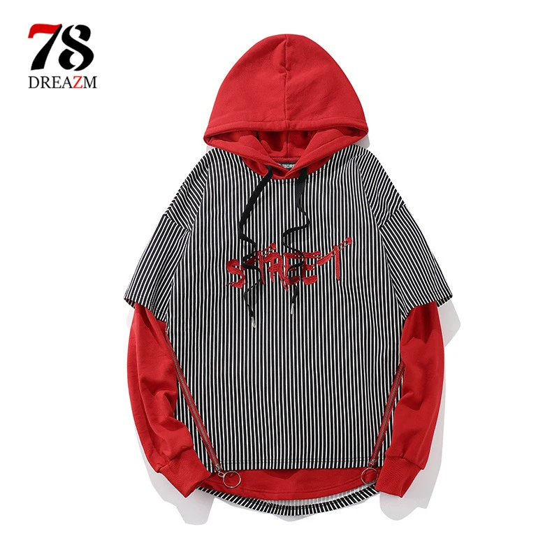 Retro split joint printed hoodie Clearance