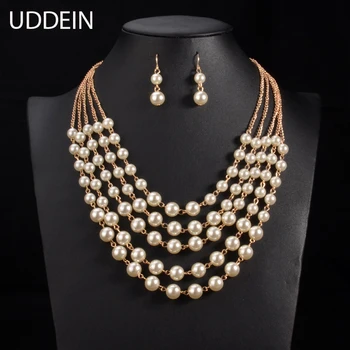 

UDDEIN Vintage Simulated pearl necklace jewelry sets wedding fashion statement choker necklace for women Online Shipping India