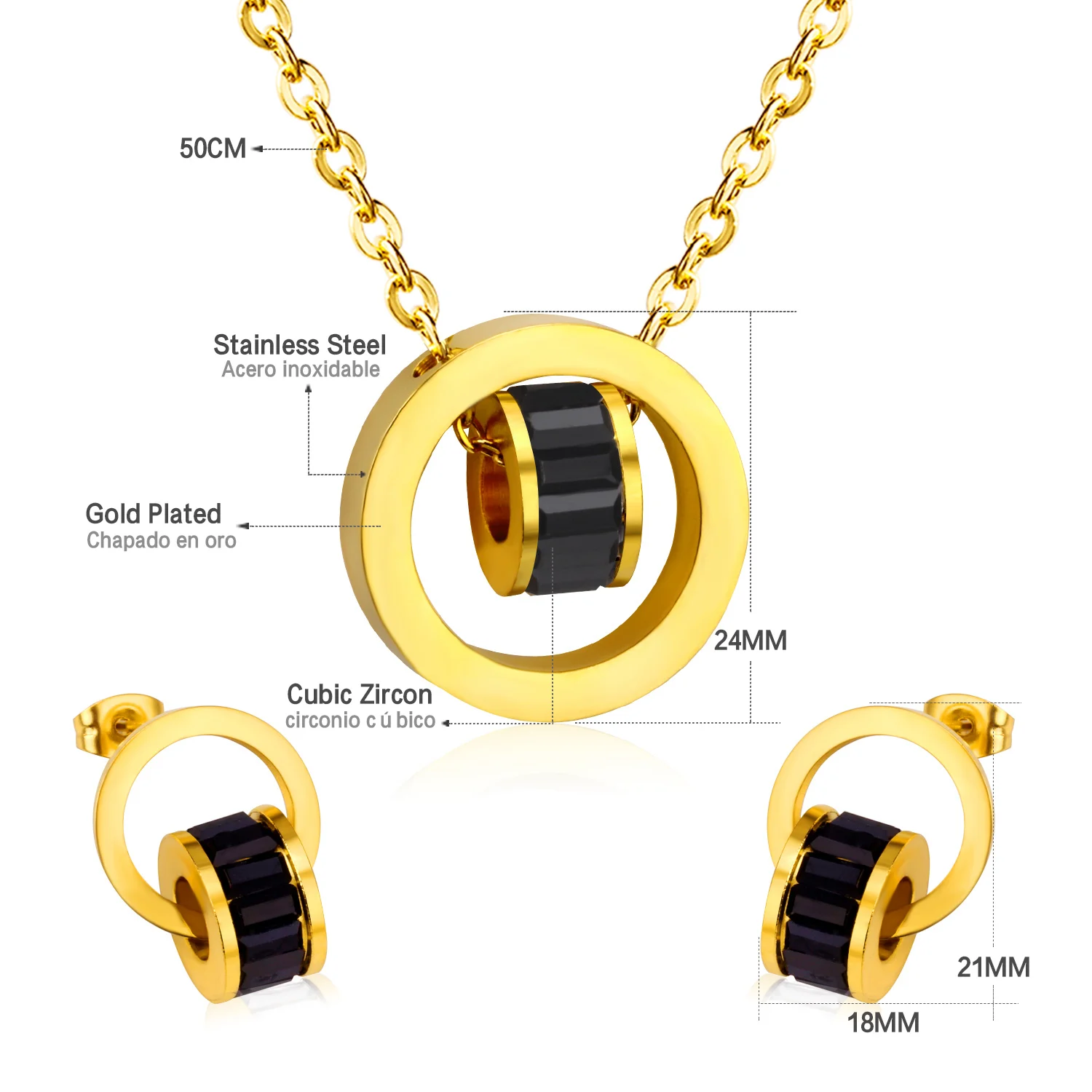 LUXUSTEE Jewelry наборы из нержавеющей стали выемчатый кулон с подвеской кулон с плавающей Шарм Черный Кристалл для Для женщин комплект из сережек и ожерелья