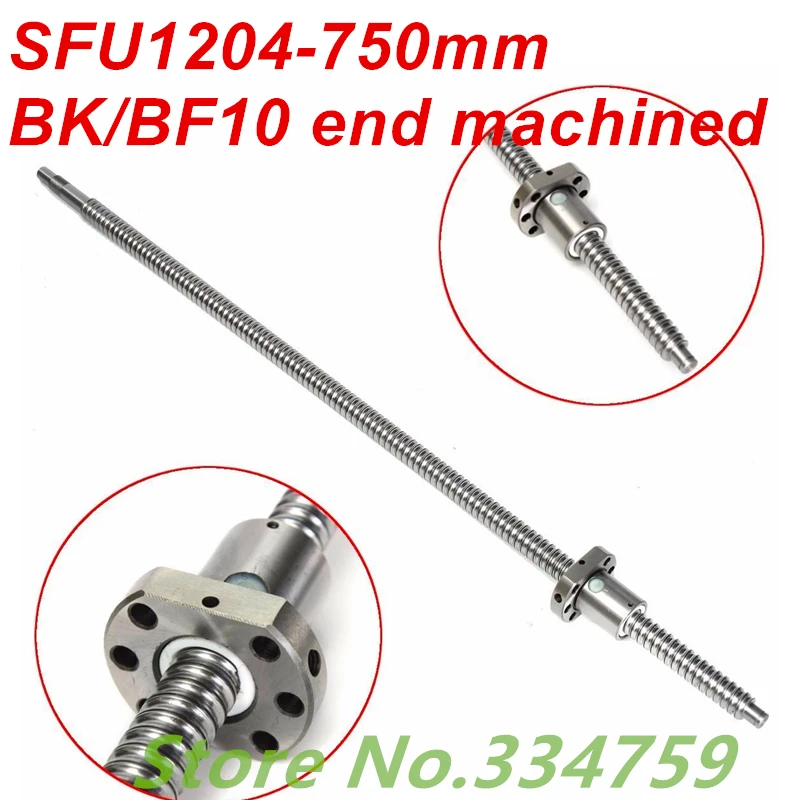 

NEW 1pc SFU1204 750mm Ball Srew RM1204 L750mm Ballscrews +1pc 1204 ball nut with BK/BF10 end machined CNC parts