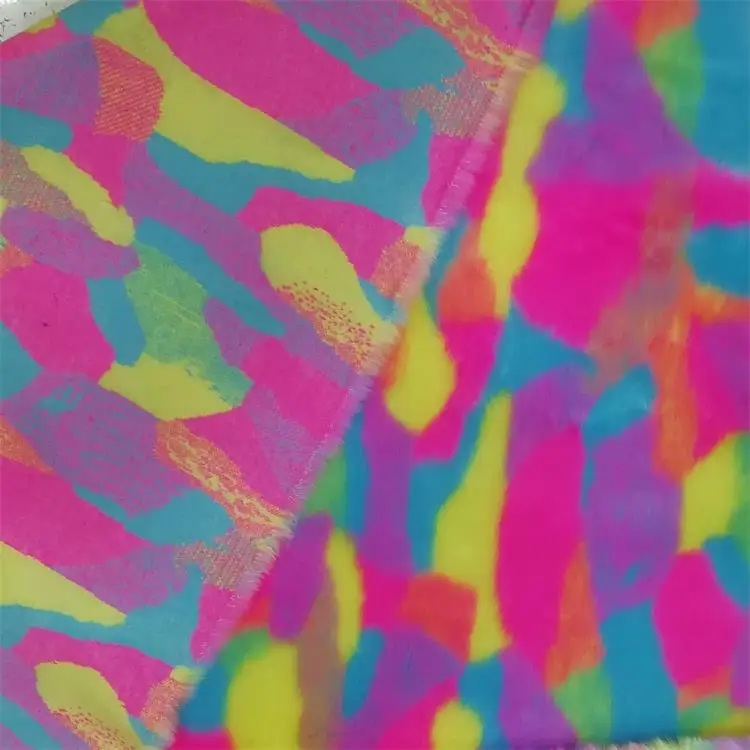 Радужная плюшевая ткань многоцветный жаккард мех кролика для сумки крышка Глаза рюкзак обувь 15 мм ворс