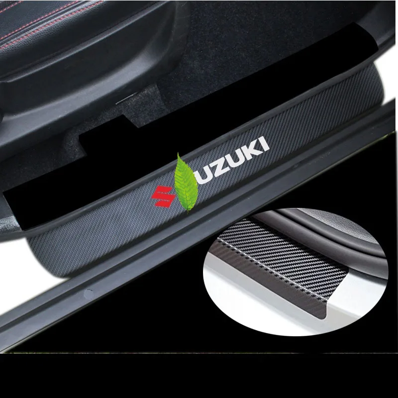 Порога пластина автомобильные аксессуары углеродного волокна автомобиля защитная наклейка для Suzuki Swift Alivio SX4 Vitara Baleno Jimny всплеск Kizashi