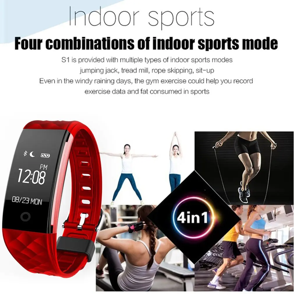 S2 Браслет Смарт пульсометр IP67 Водонепроницаемый Smartband Фитнес трекер Шагомер