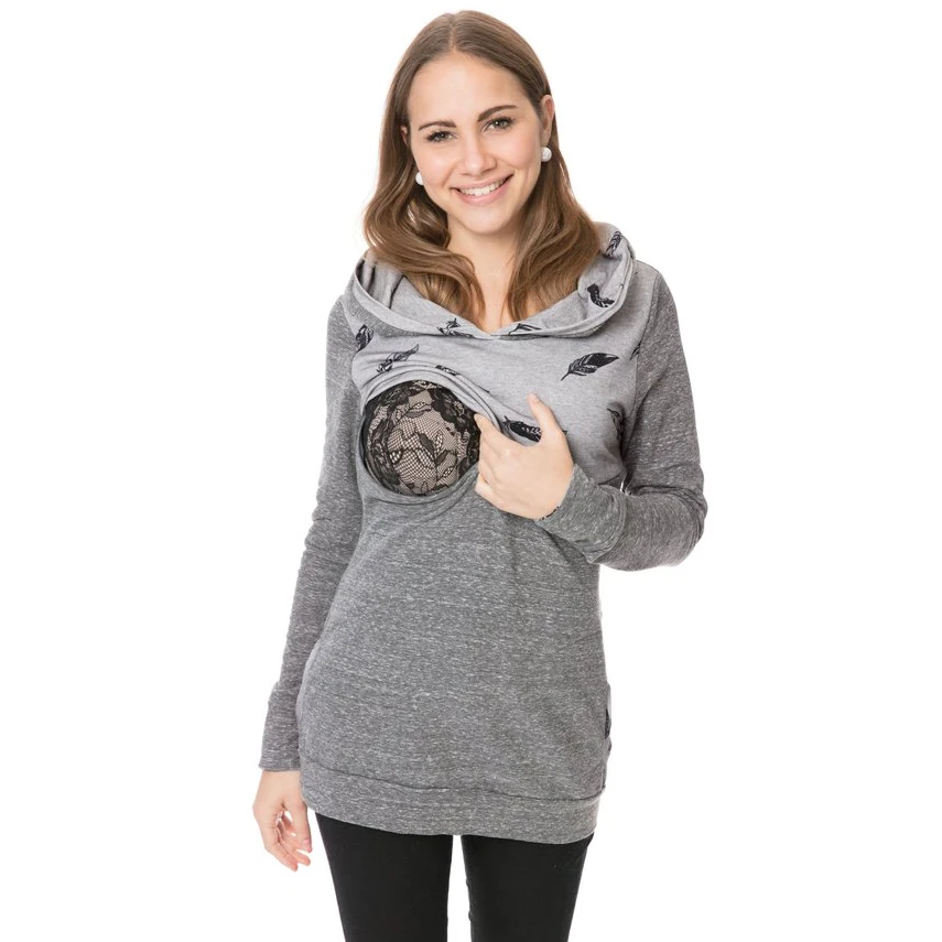 Thicken Nursing Mothers Breastfeeding Hoodie Sweatshirt Winter Maternity Clothing Pregnancy Lactation Clothes For Pregnant Women (10)