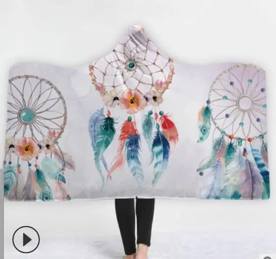 3D принт одеяло с капюшоном диване чехлы для диванов путешествия Молодежный ребенок бархат Плюшевые пледы флис одеяло-покрывало офис - Цвет: 1