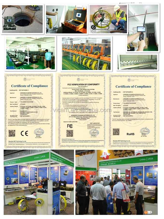 Professional Pan / Tilt wireless sewer pipe inspection camera with meter counter